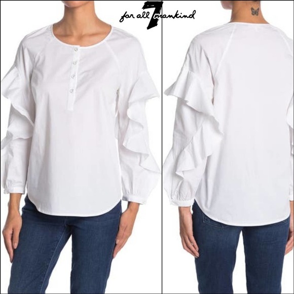 NWT 7 For All Mankind Ruffle Sleeve Blouse - Picture 2 of 9